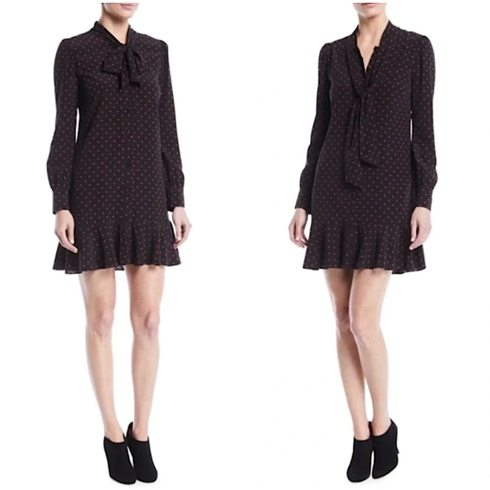 Veronica Beard Linley Tie Neck Long Sleeve Mini Dress Tunic Long Top Size 4 - Picture 1 of 17